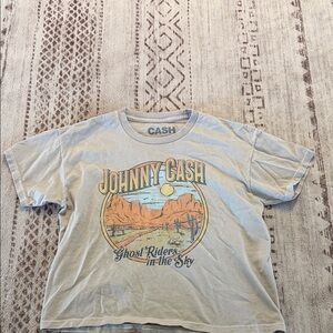 Johnny Cash Graphic Crop Top - Cream